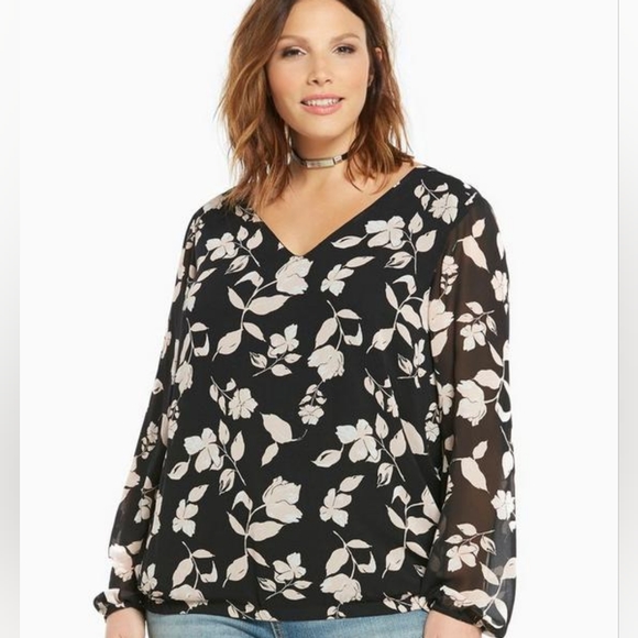 Torrid. Floral Print Crossback Banded Bottom Top. Size 0. - Picture 1 of 9